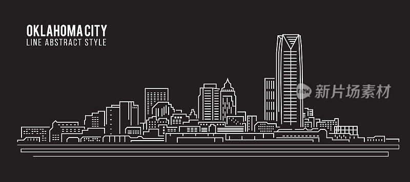 Cityscape Building Line art Vector Illustration design - Oklahoma city